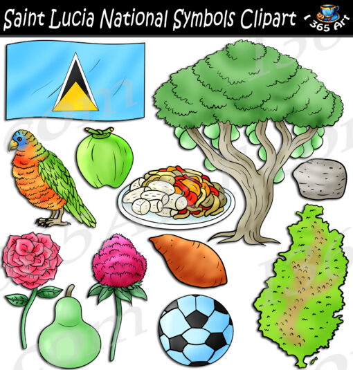 Saint Lucia National Symbols Clipart