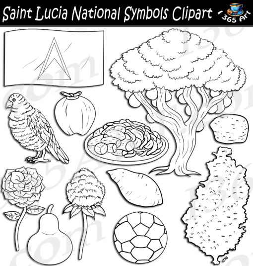 Saint Lucia National Symbols Clipart