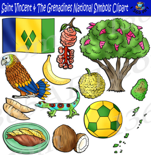 Saint Vincent & The Grenadines National Symbols Clipart