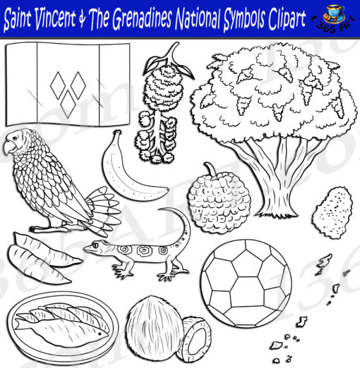 Saint Vincent & The Grenadines National Symbols Clipart Set Download - Image 2