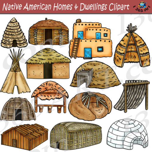 Native American Houses & Dwellings Clipart