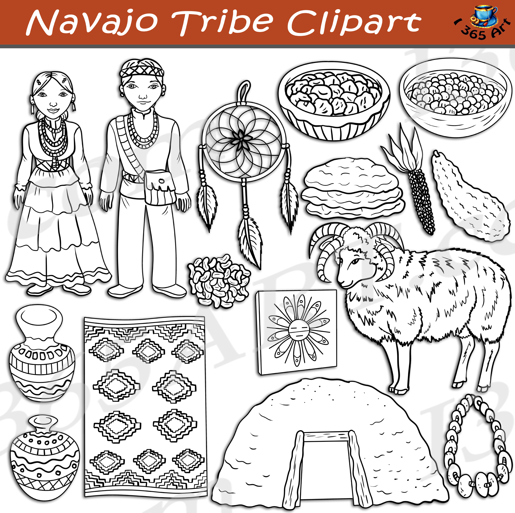 Navajo Tribe Clipart Set Download - Image 2