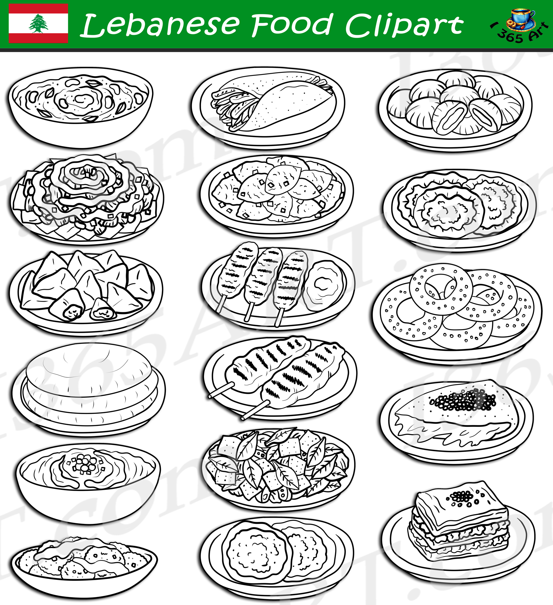Lebanese Food Clipart Set Download - Image 2