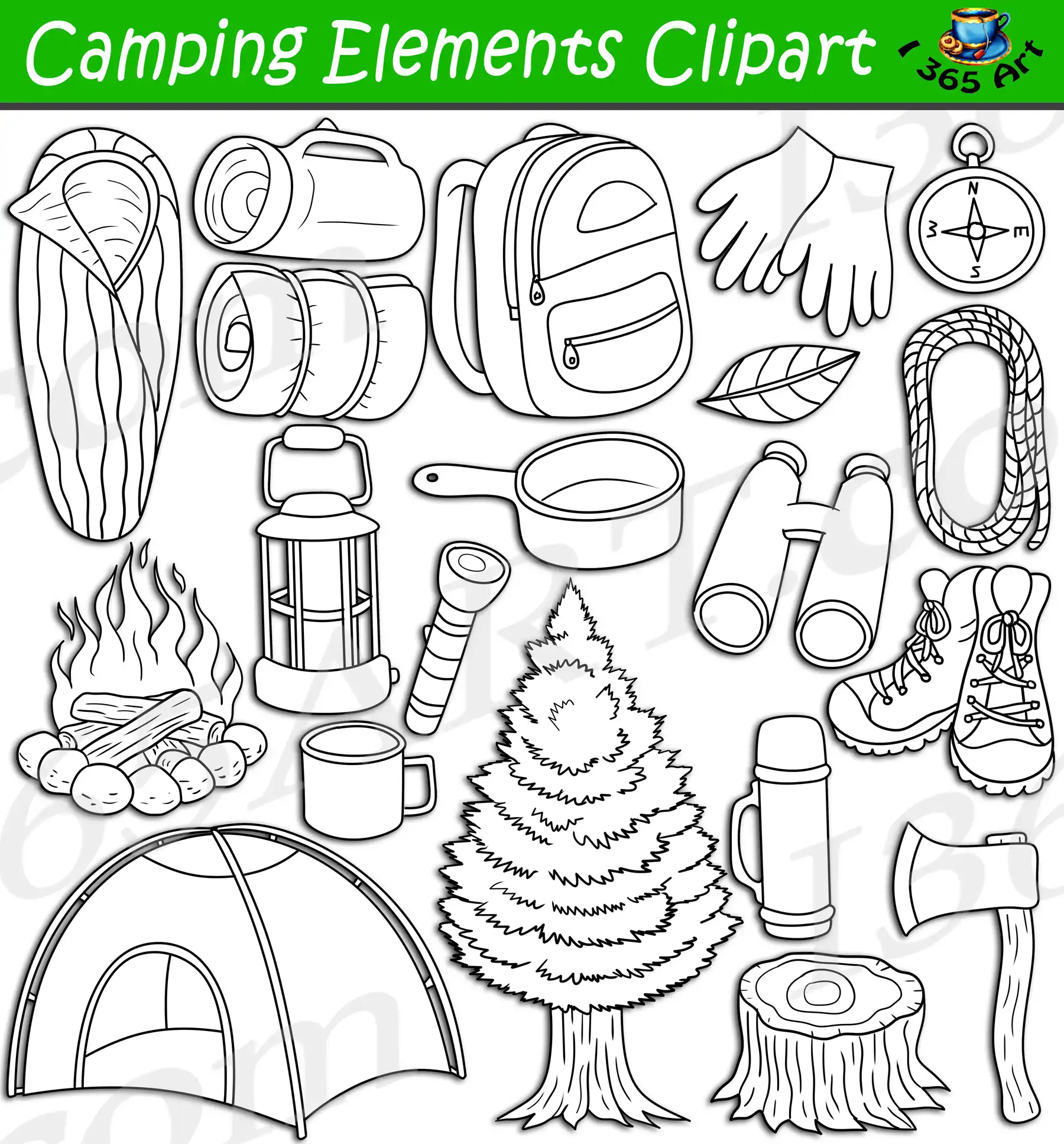 Camping Elements Clipart