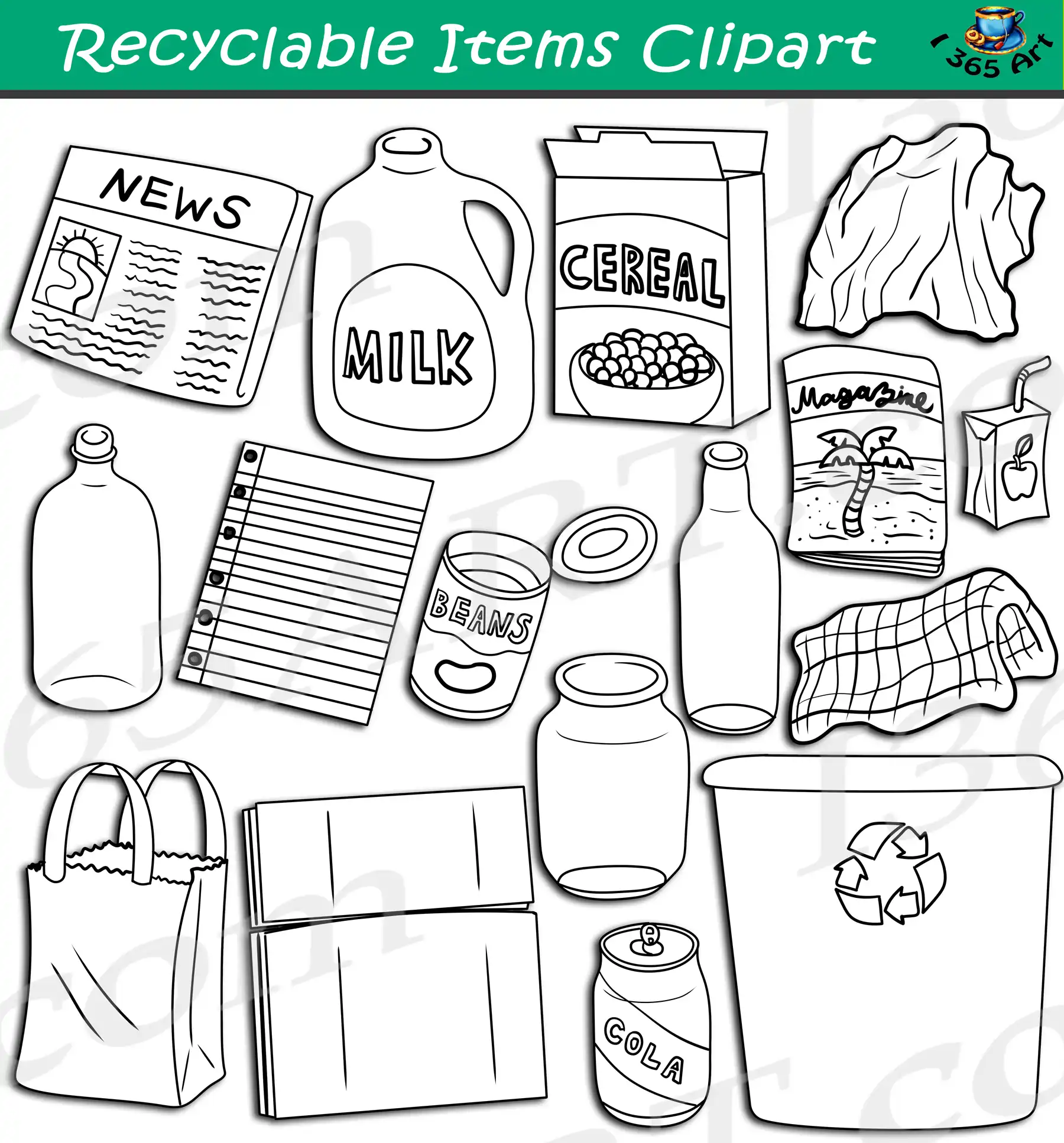 Recyclable Items Clipart