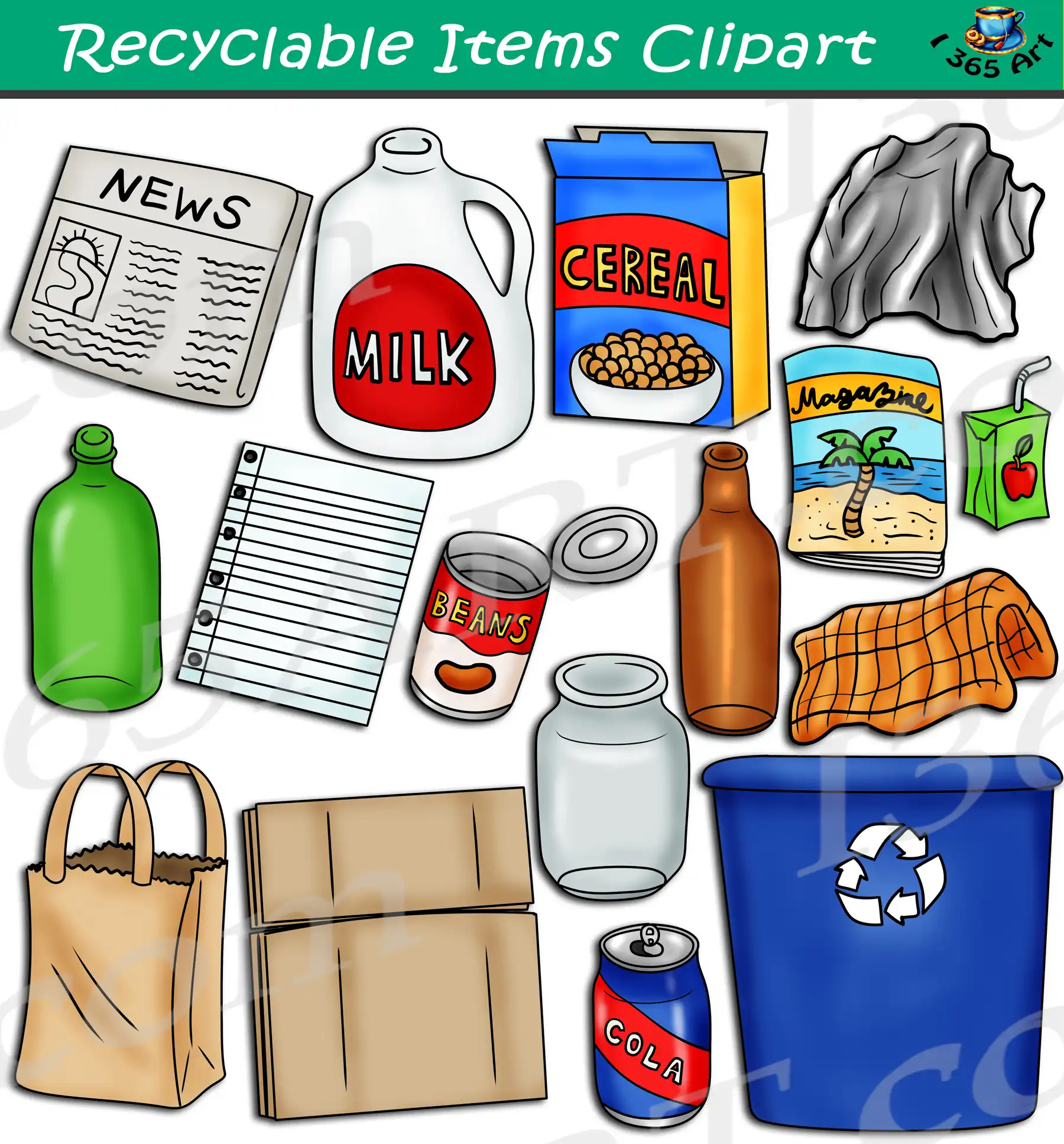 Recyclable Items Clipart